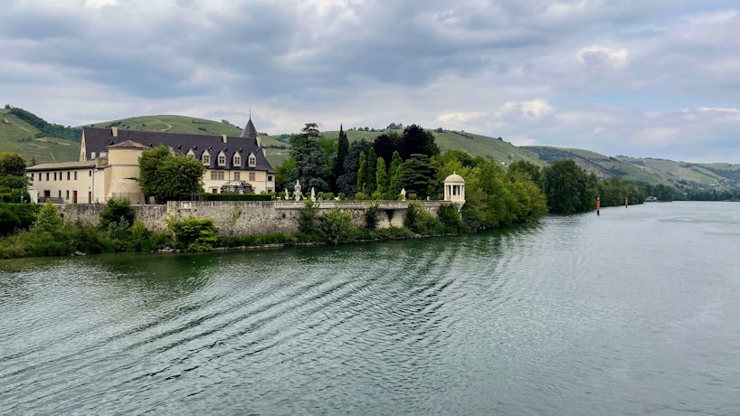 A chateau along the Rhone south of Vienne as seen from a Viking Longship