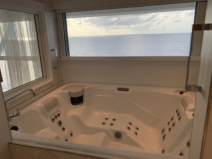 Celebrity Ascent Jacuzzi in Suite Bathroom overlooks the sea