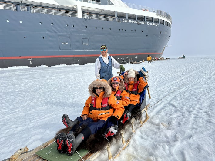 Sledding over the sea ice of Eastern Greenland aboard Le Commandant Charcot (Photo: Tim Johnson)