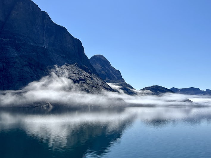 Fog while sailing through the Prince Christian Fjord in Greenland (Photo/Chris Gray Faust)