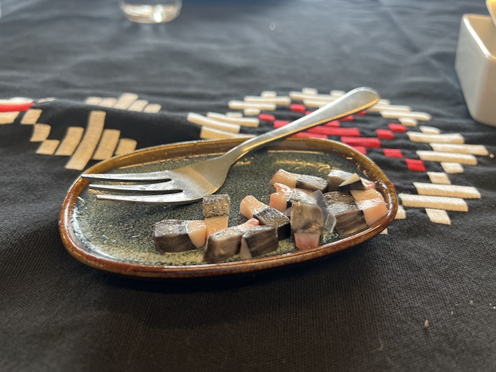 A plate of narwhal served while on an excursion in Nuuk, Greenland (Photo/Chris Gray Faust)
