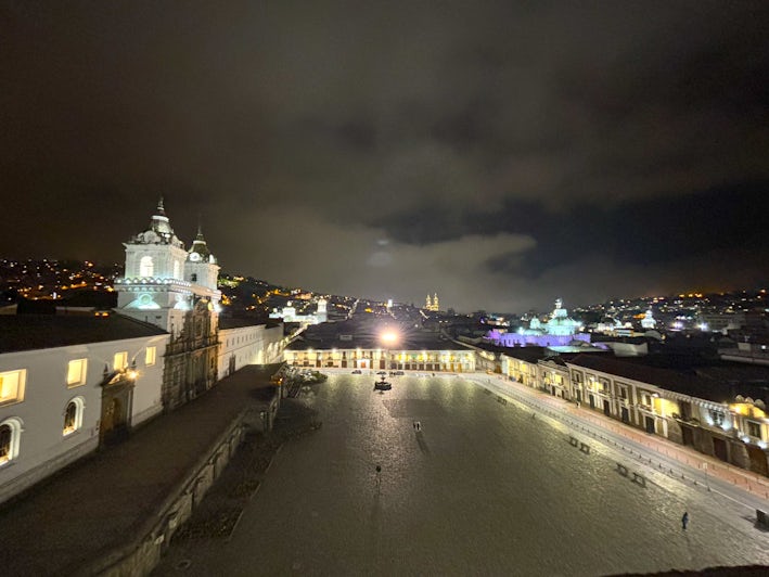 Independence Square at night in Quito