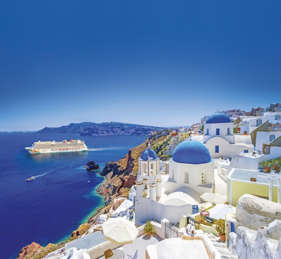 Norwegian Getaway in Santorini Greece one of a number of stops on the Greek Isles cruise itineraries