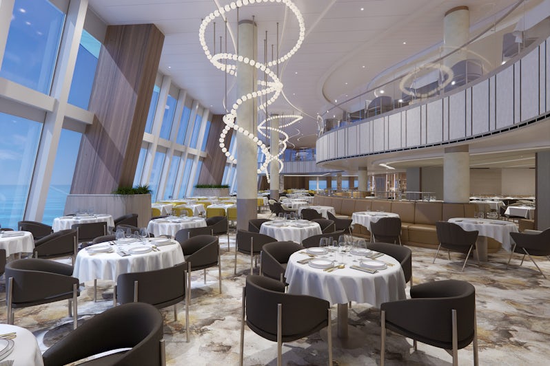 Horizons Dining Room on Sun Princess will be a triple deck high space and will feature a kids nenu