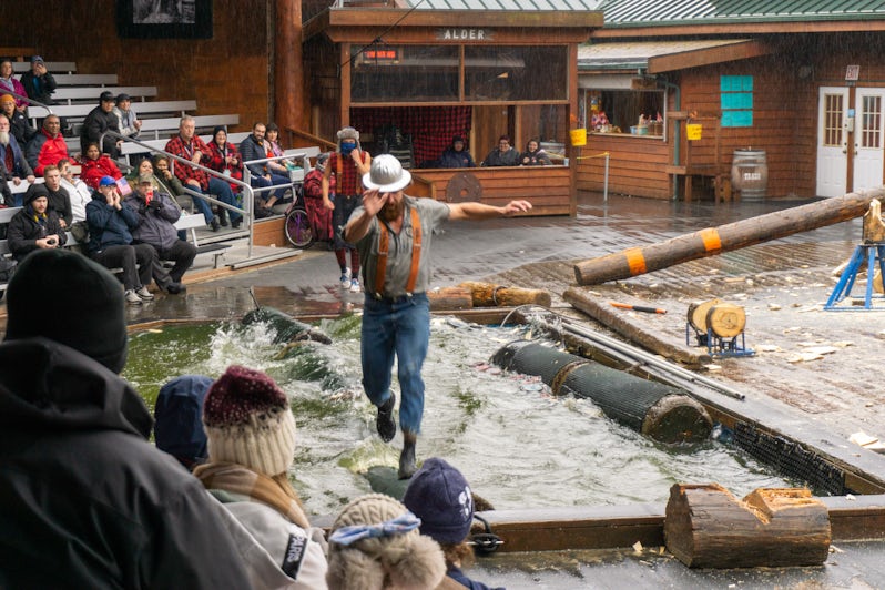 Disney offers an exclusive twist on Ketchikan's Great Alaskan Lumberjack Show for its guests (Photo: Aaron Saunders)