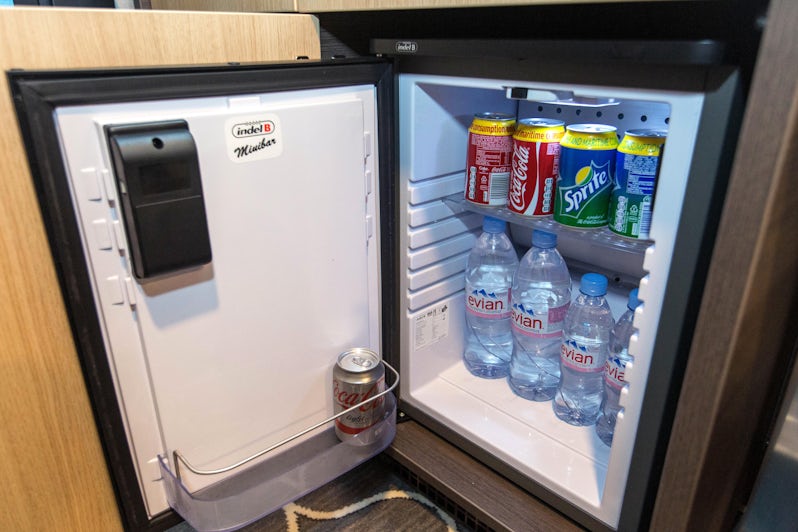 Mini Fridge with Water & Soft Drinks (Photo: Cruise Critic)