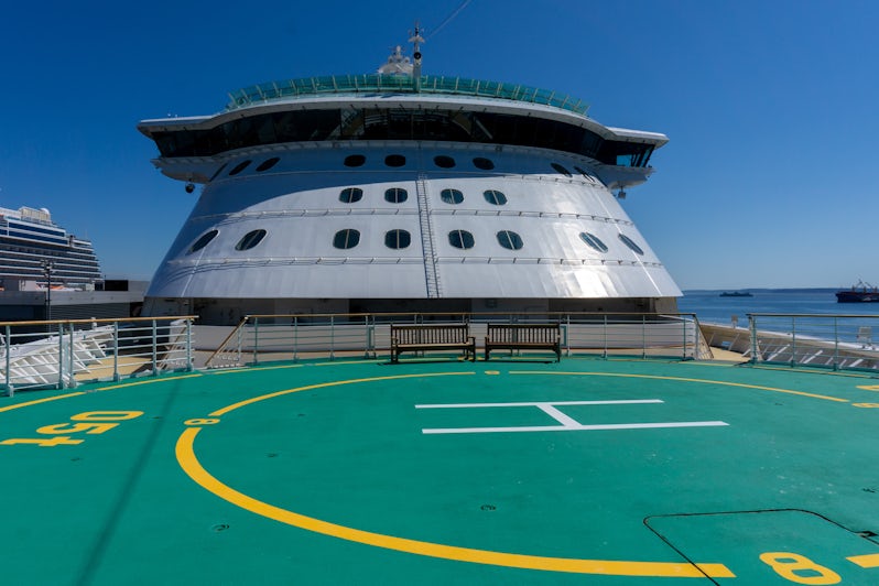 Some ships, like Royal Caribbean's Radiance-class, have bow-mounted helipads that are open to passengers (Photo: Aaron Saunders)