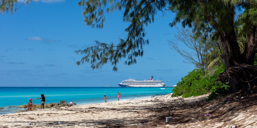Carnival Conquest, as seen from Bimini's Radio Beach (Photo: Aaron Saunders)