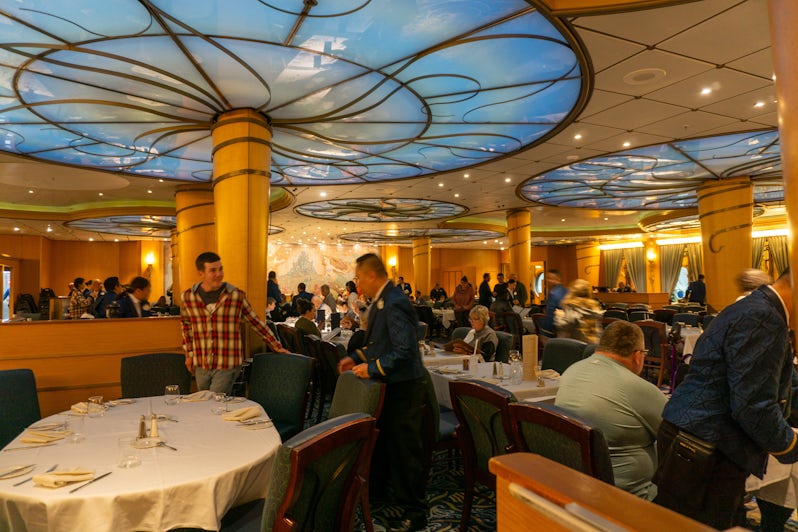 Triton's, one of three main dining rooms aboard Disney Wonder, reflects the ship's subtle nods to The Little Mermaid (Photo: Aaron Saunders)