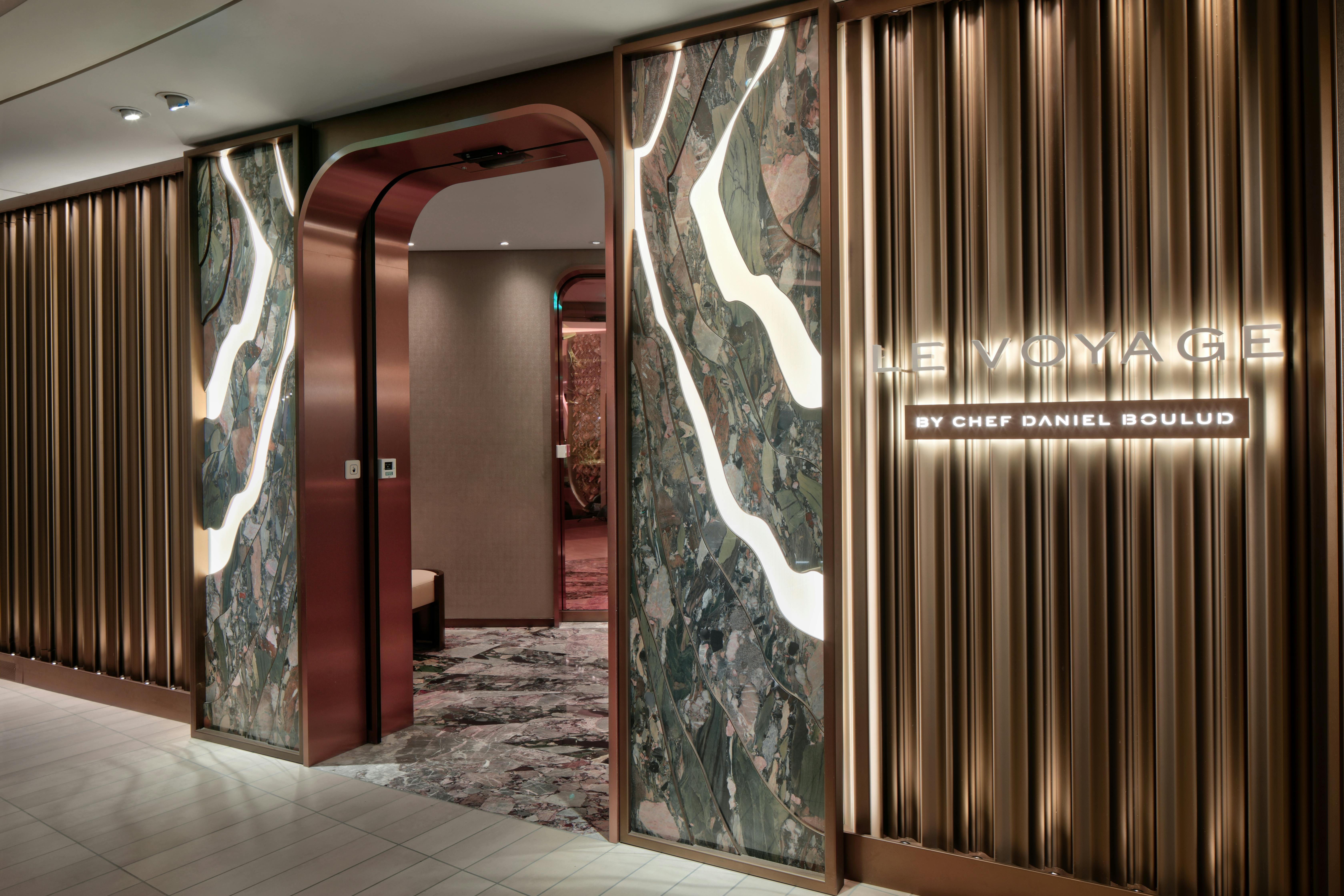 The entrance to the upscale Le Voyage by Daniel Boulud on Celebrity Ascent