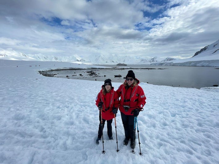 Cynthia Drake and August in Antarctica (Photo: Cynthia Drake)