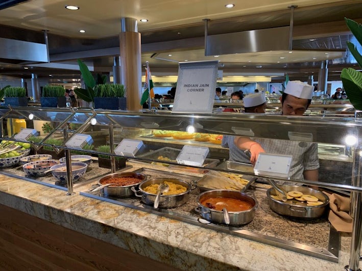 Windjammer buffet on Spectrum of the Seas, showing the ship's many Indian choices (Photo/Heidi Sarna)