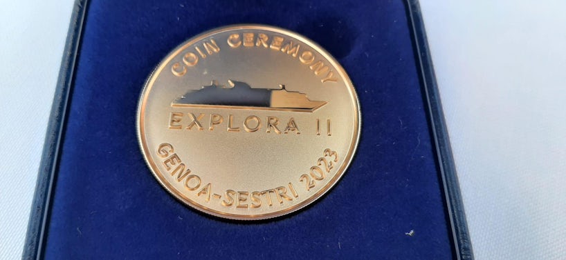 Coin for coin ceremony for Explora Journeys Explora II (Photo: Jeannine Williamson)