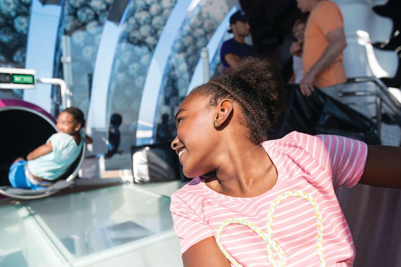 Two teenage girls on Harmony of the Seas' Ultimate Abyss