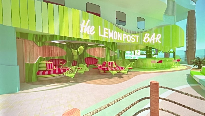 Rendering of The Lemon Post Bar, Icon of the Seas (Rendering: Royal Caribbean)