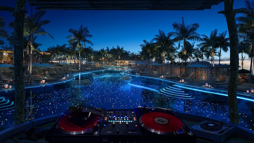 The Beach Club at night (Image: Virgin Voyages)