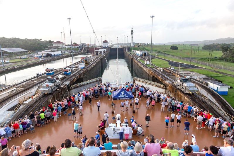 Holland America's Zuiderdam transits a lock in the Panama Canal. (Photo: Cruise Critic)
