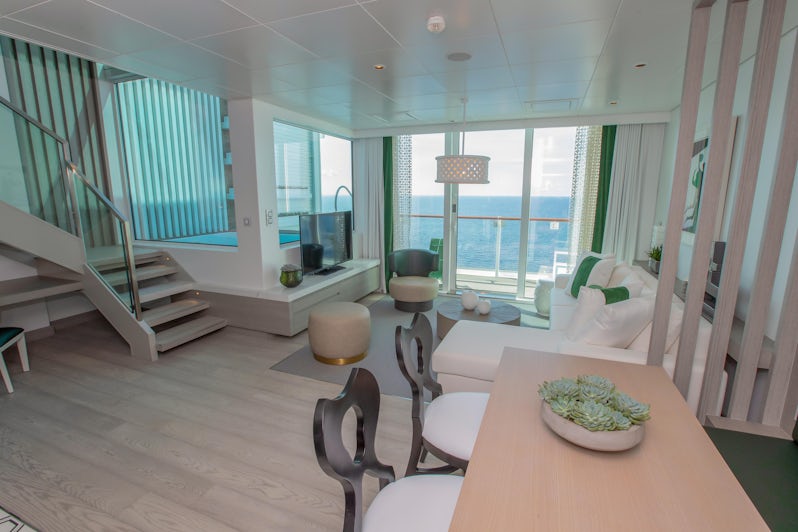 Living room of the two-story Edge Villa suite in Celebrity Edge (Photo: Celebrity Cruises)