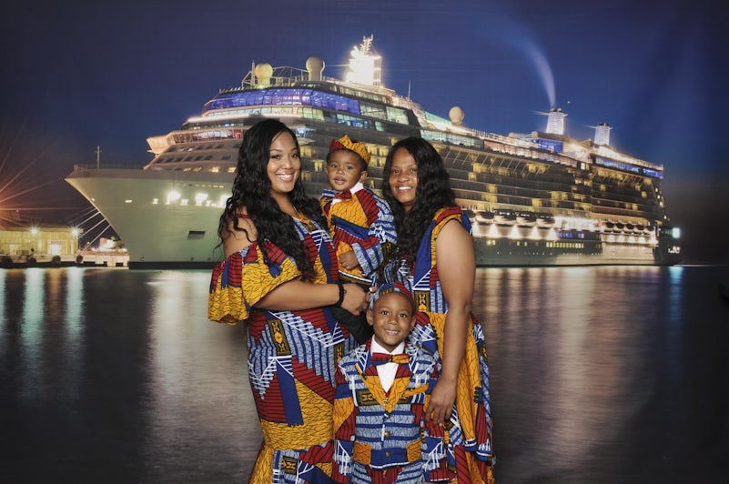 Family dressed in African Attire for annual Africa Night, a celebration of the African diaspora onboard Festival at Sea (Photo: Festival at Sea/Blue World Travel Corp.)