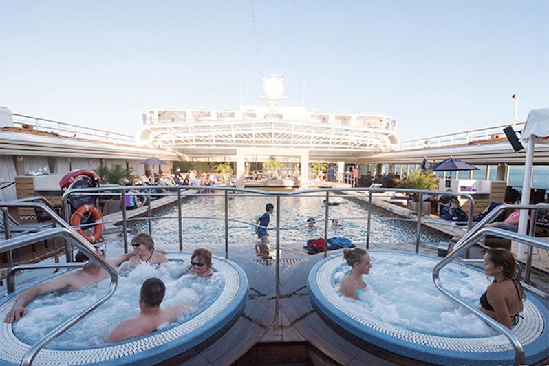 The lido deck hot tubs and pool on Eurodam