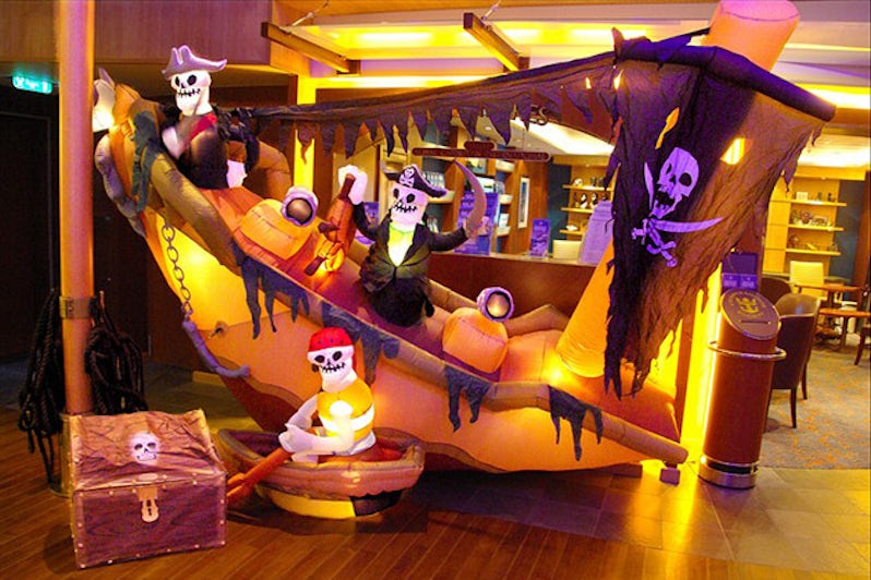 Halloween inflatable decor on Royal Caribbean ship