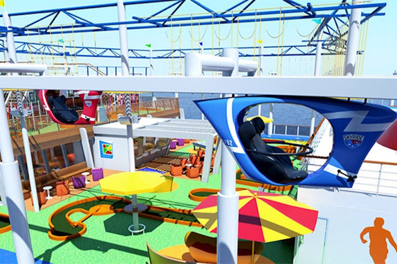 Rendering of the SkyRide and ropes courses on Carnival Vista