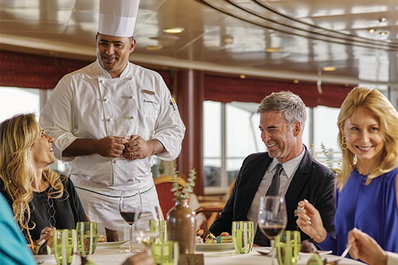 Chef chatting with passengers on Silversea cruise