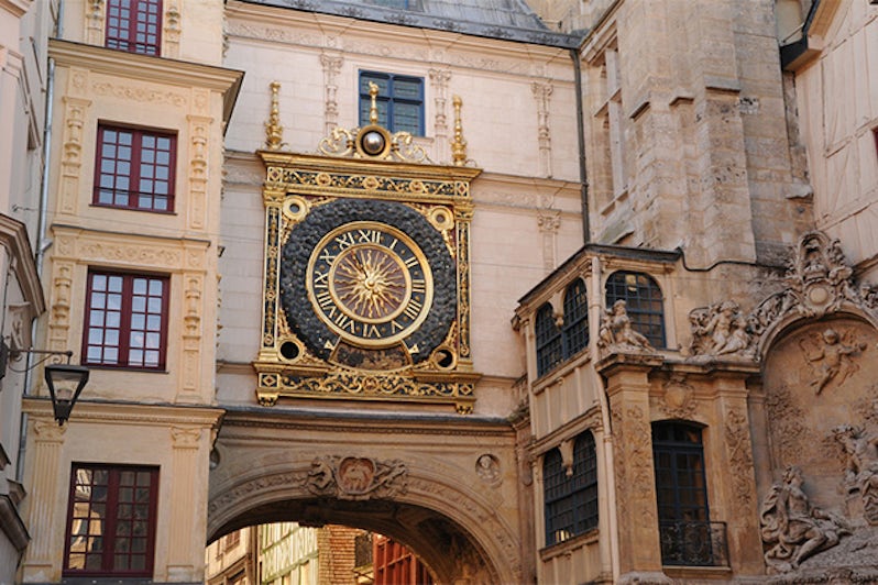 France, the picturesque Gros Horloge of Rouen