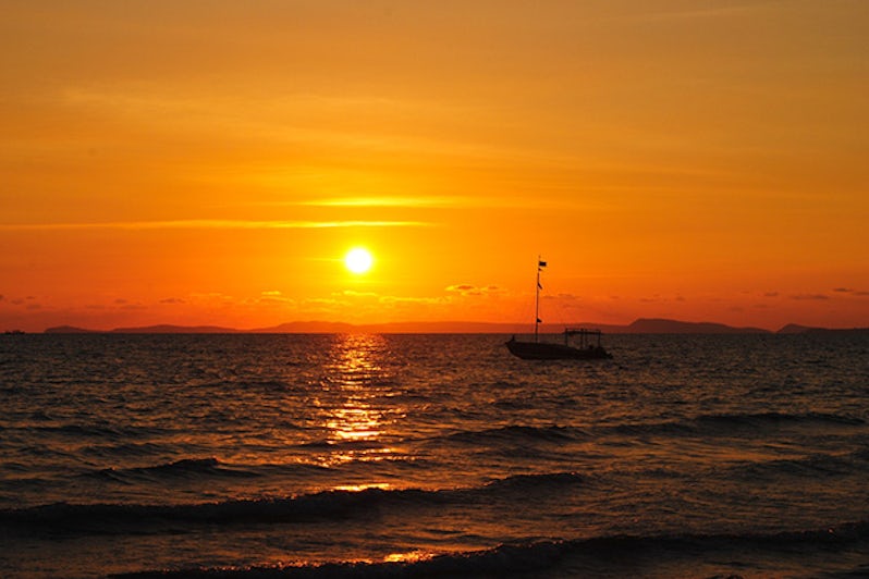 Tropical sunset in Otres beach, Cambodia