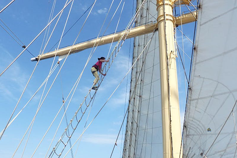 Climbing the Mast on Star Flyer