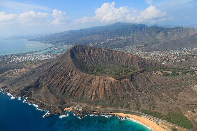 Aerial view of Diamond Head Crater
