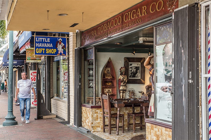 Cuban cigar shop along the Calle Ocho in Little Havana Miami.