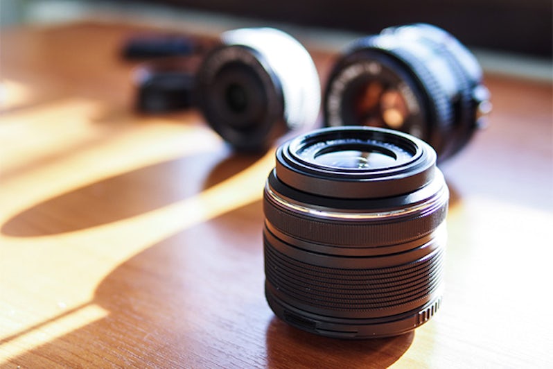 Lens on the desk, shallow in depth of field