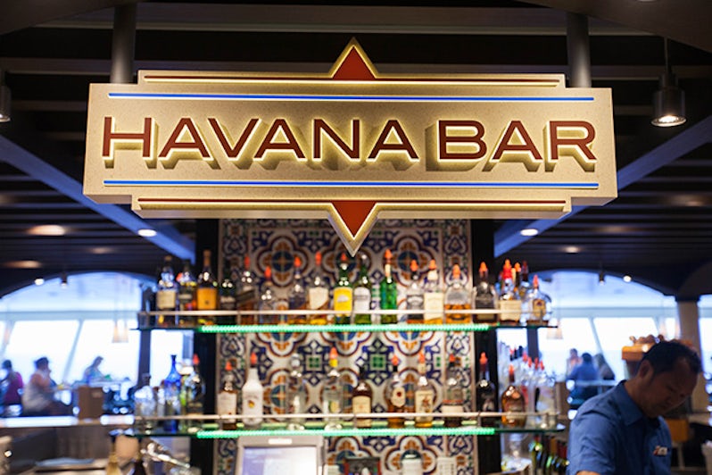 Close-up shot of the Havana Bar sign on Carnival Sunshine