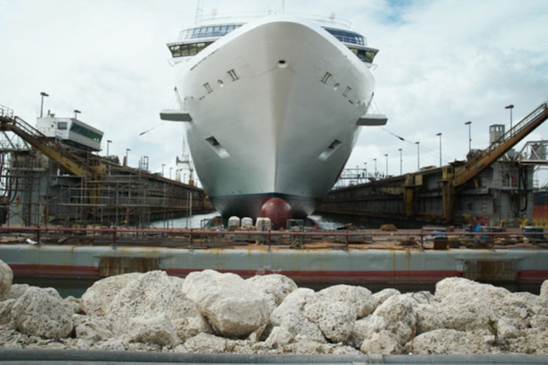 Cruise ship in dry dock