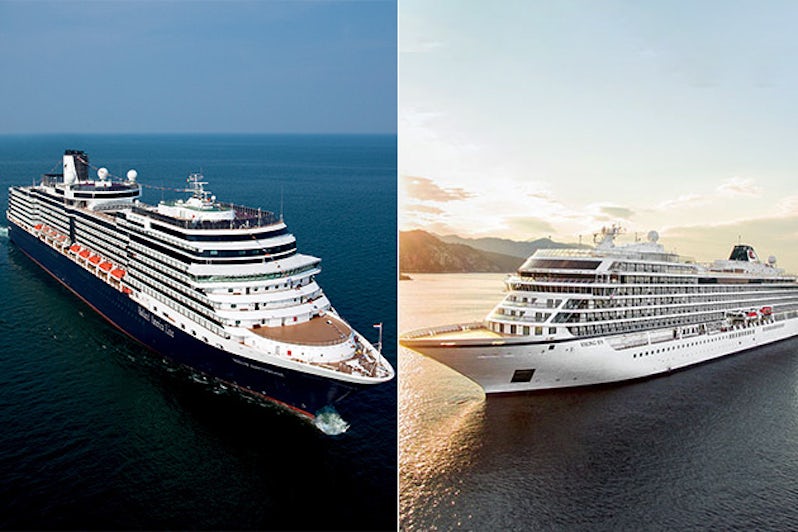 Composite photo of Viking Ocean Cruises ship and Holland America Line ship