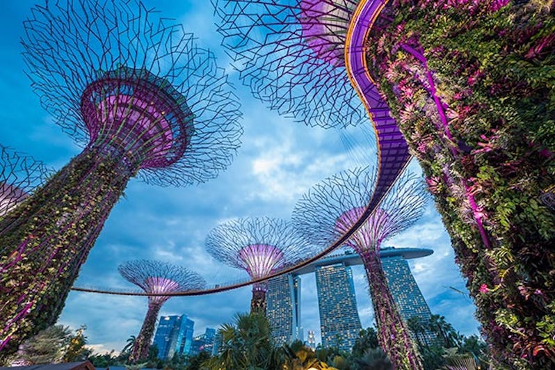 The skyline of Singapore.