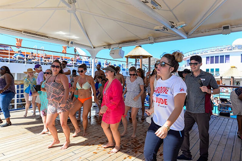 Passengers dancing at Groove for St. Jude on Carnival Ecstasy