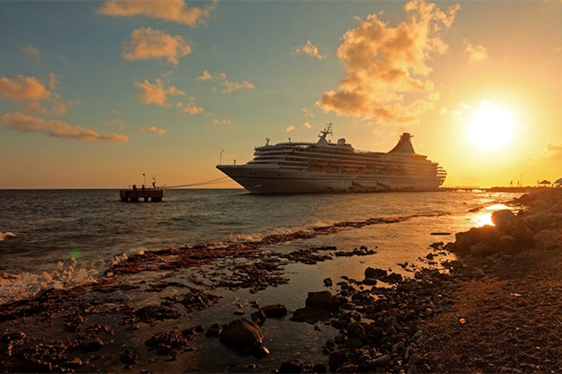 Cruise ship docked in Curacao