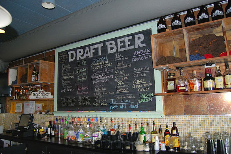 list of beers on tap at beerfoot brewery in galveston