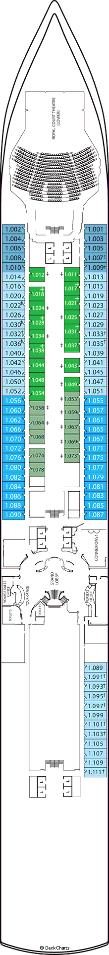 Cunard Queen Elizabeth Deck Plans: Ship Layout, Staterooms & Map ...