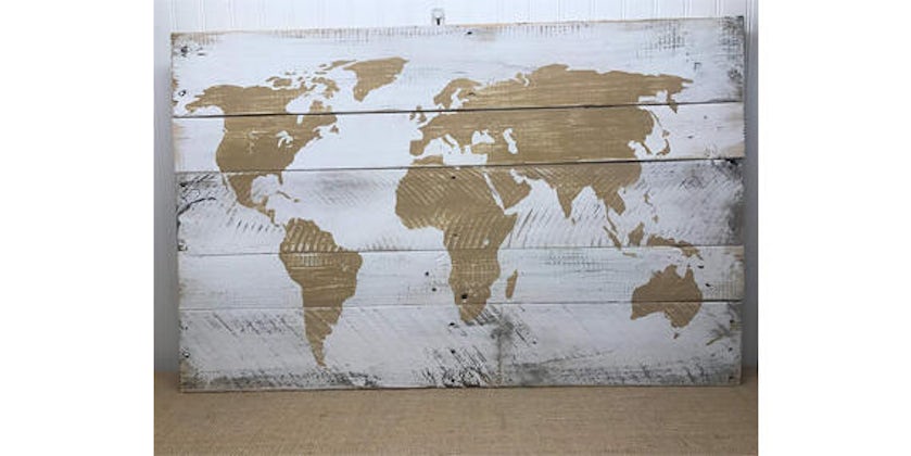 World Map Reclaimed Wood Pallet (Photo: Amazon)