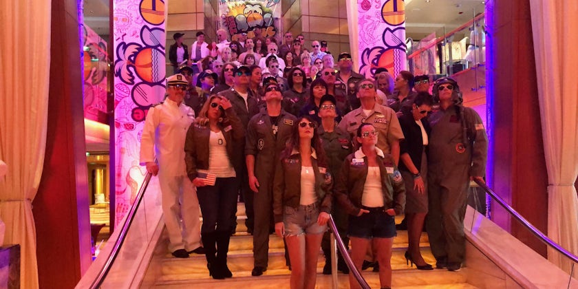 Top Gun themed group photo taken on the 2019 80's Cruise (Photo: Chris Gray Faust)