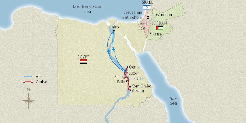 Map of a Nile River cruise route (Image: Viking River Cruises)