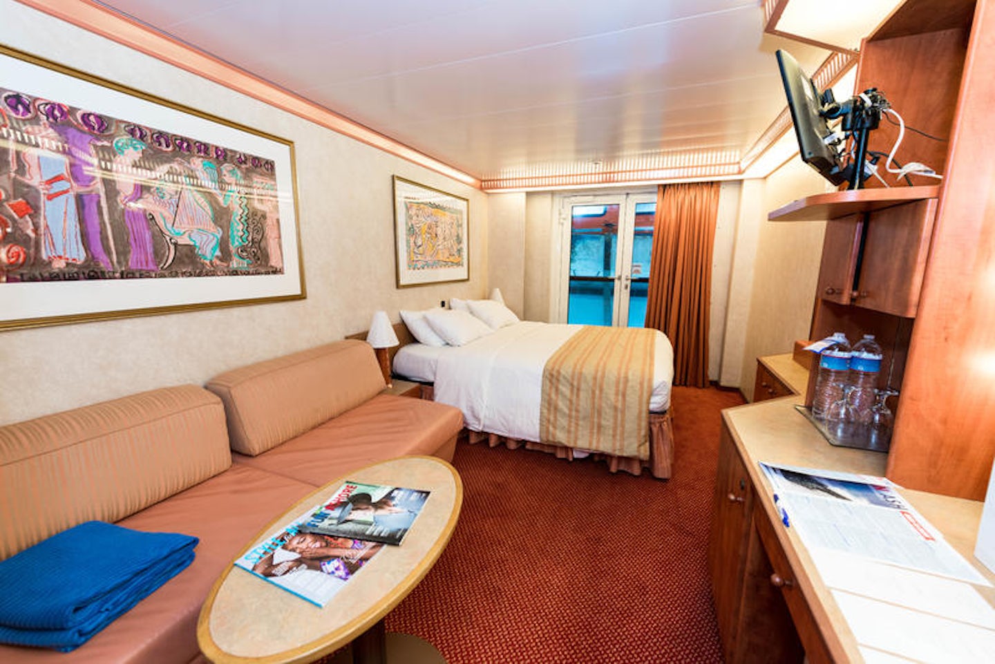 The Interior Cabin with French Door on Carnival Legend