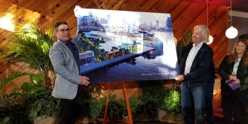 Virgin Group Founder Sir Richard Branson and Virgin Voyages CEO Tom McAlpin unveil plans for a new terminal in PortMiami. (Photo: Colleen McDaniel/Cruise Critic)