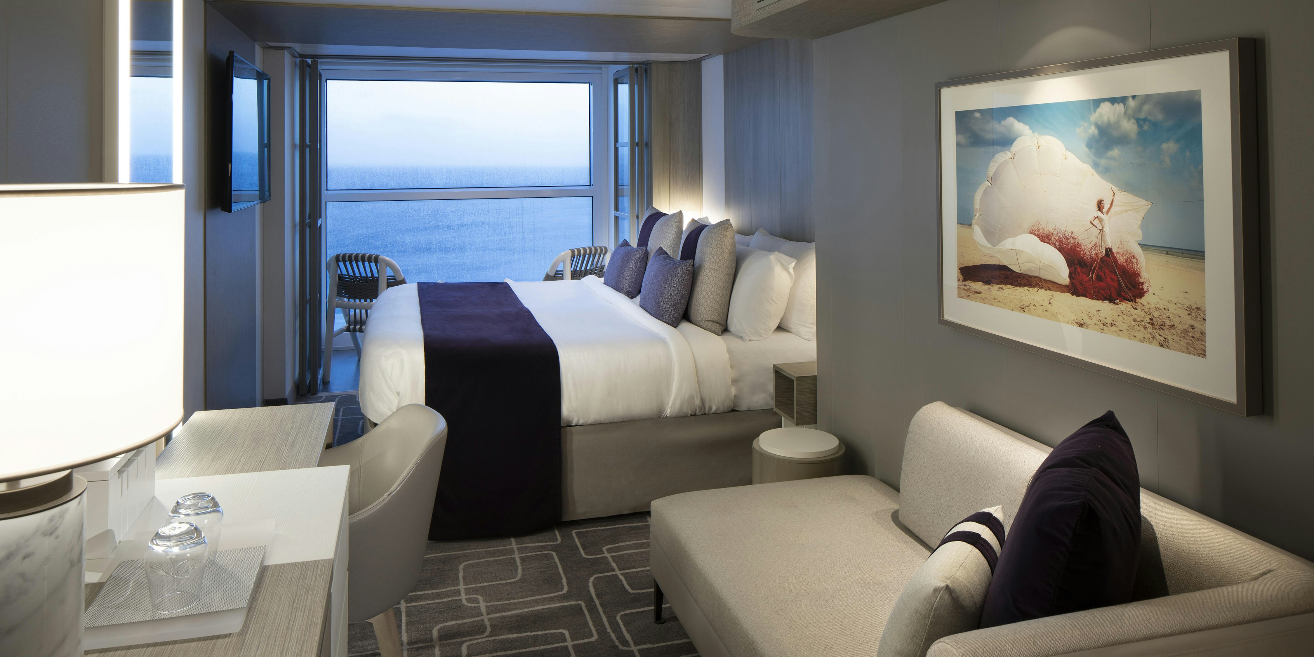 cruise ship cabin with balcony