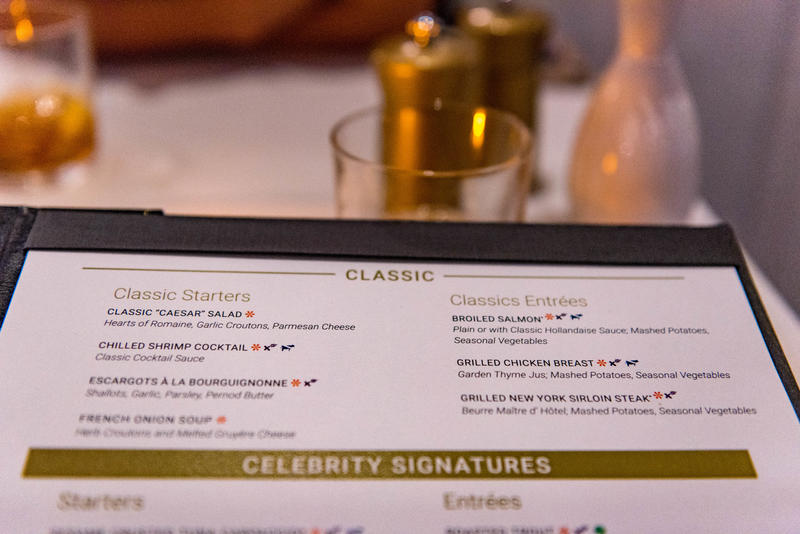 celebrity edge dining menus