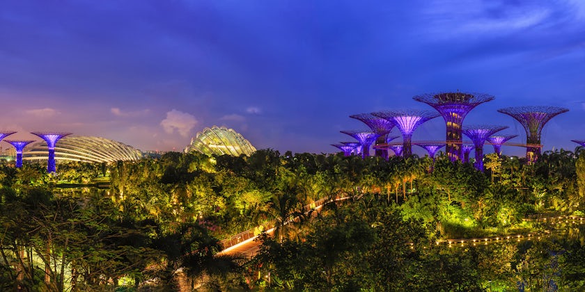 Photograph: Panorama view. Supertree Groves in Gardens by the Bay at twilight time, Singapore - Photography by SURAKIT SAWANGCHIT via Shutterstock