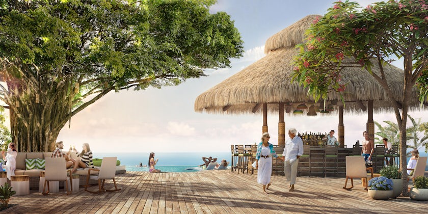 Photograph of the the exclusive Coco Beach Club on CocoCay - Photography by Royal Caribbean International